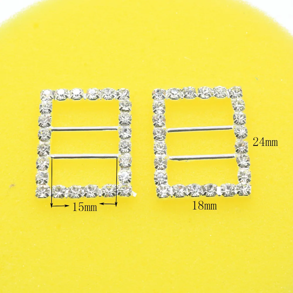 Supply10pcs/lot/  18mm*24mm Double bar Ribbon slider  Rhinestone  Wedding Decoraion buckles/ DIY Ornament accessories