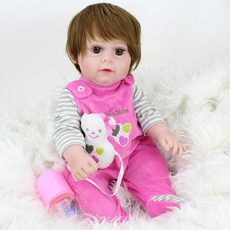 

NPKDOLL Reborn Baby Doll 17inch Full Vinyl Silicone inteiro GIRL infant baby doll Bath Toys Kids Playmate Cute Bebes Reborn