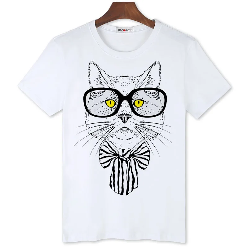 BGtomato hand print art cat T-shirt for men New style American summer cool shirts Original brand good quality Tops Tees