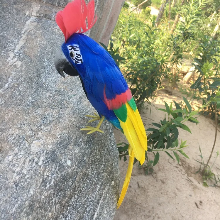 

foam& feathers artificial bird about 30cm coloured blue feathers parrot model garden decoration toy w0747