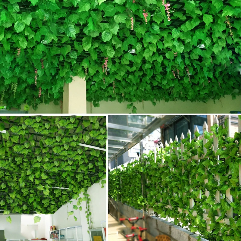 2.4M Artificial Ivy green Leaf Garland Plants Vine Fake Foliage Flowers Home Decor Plastic Artificial Flower Rattan string