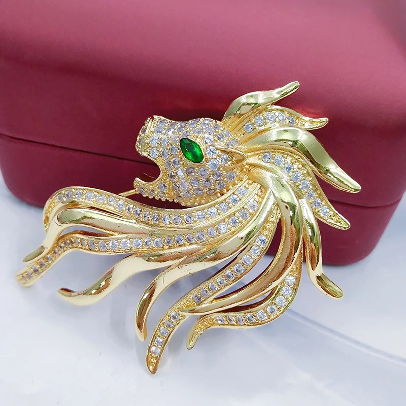 

Hot Sale Lion Head Brooches European Fashion Men Cool Style Brooch with Crystal CZ inlay Gold-Color Brooch Women Jewelry Bijoux