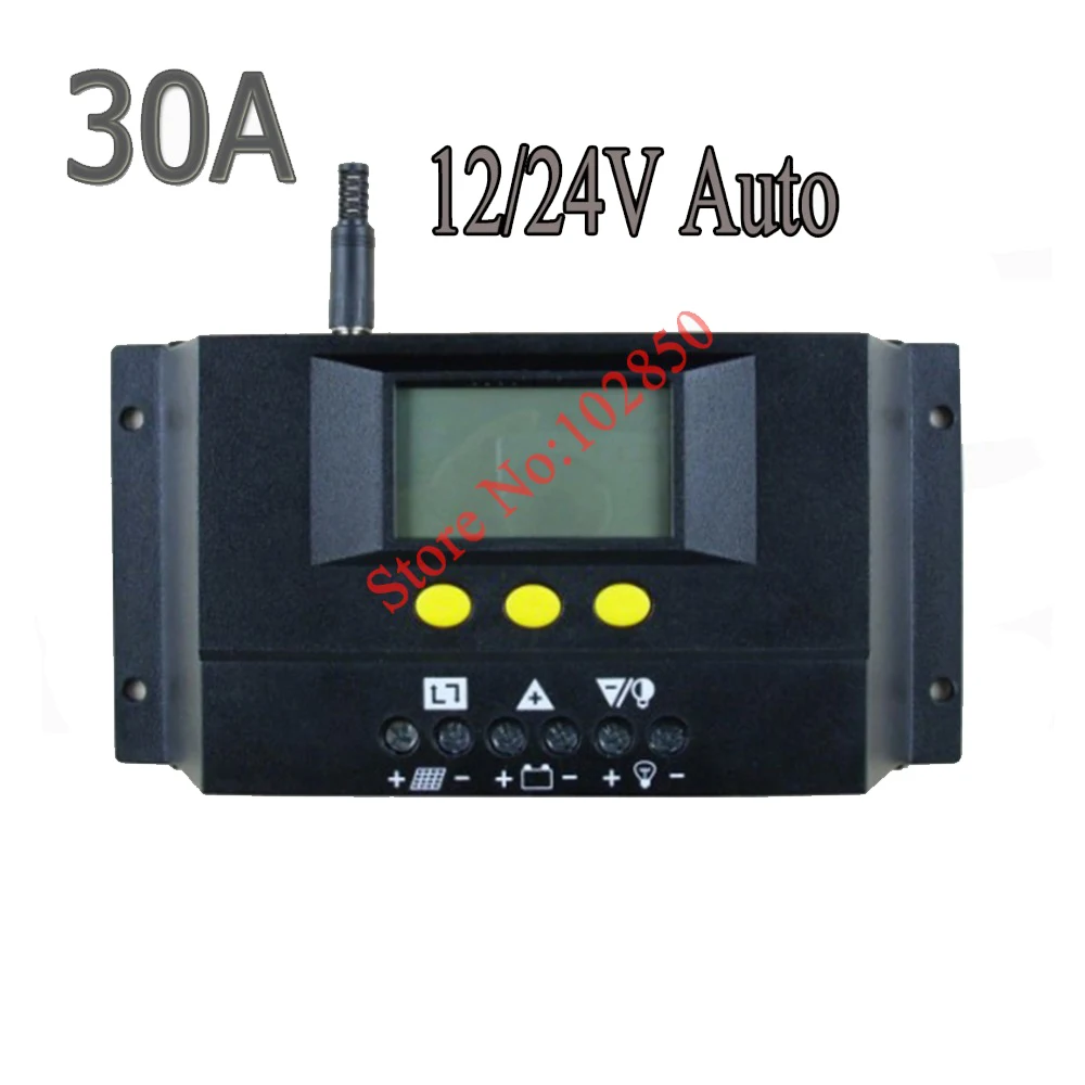 

30A 12V 24V auto work LCD Solar Battery Charge Controller regulator PWM charging mode