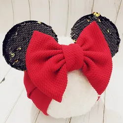 Bandeau de sauna Minnie pour bébés filles, avec oreilles, pour nouveau-né, avec nœuds, turban