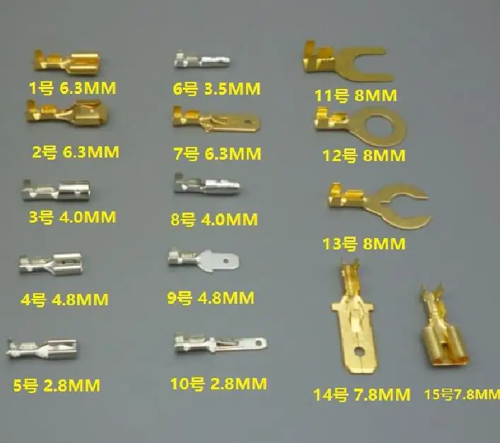 shhworldsea 50PCS 2.8MM 4.8MM 6.3MM 4.0MM 8MM 7.8MM  15 kinds model copper auto Terminal Connector auto car terminals
