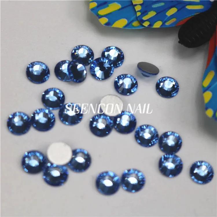 1440pcs light sapphire Non Hotfix Flatback Rhinestones for Nails 3D Nail Art Decoration Glitter Gems Jewelry Beads