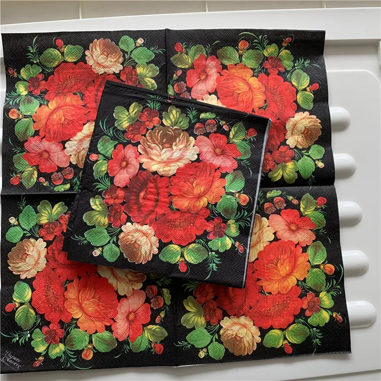 Decoupage table paper napkins elegant tissue vintage towel pink red flower leaf birthday wedding party home beautiful decor 20