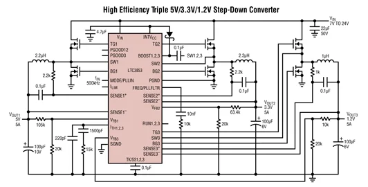 LTC3853EUJ LTC3853IUJ LTC3853HUJ LTC3853MPUJ LTC3853 - Triple Output, Multiphase Synchronous Step-Down Controller