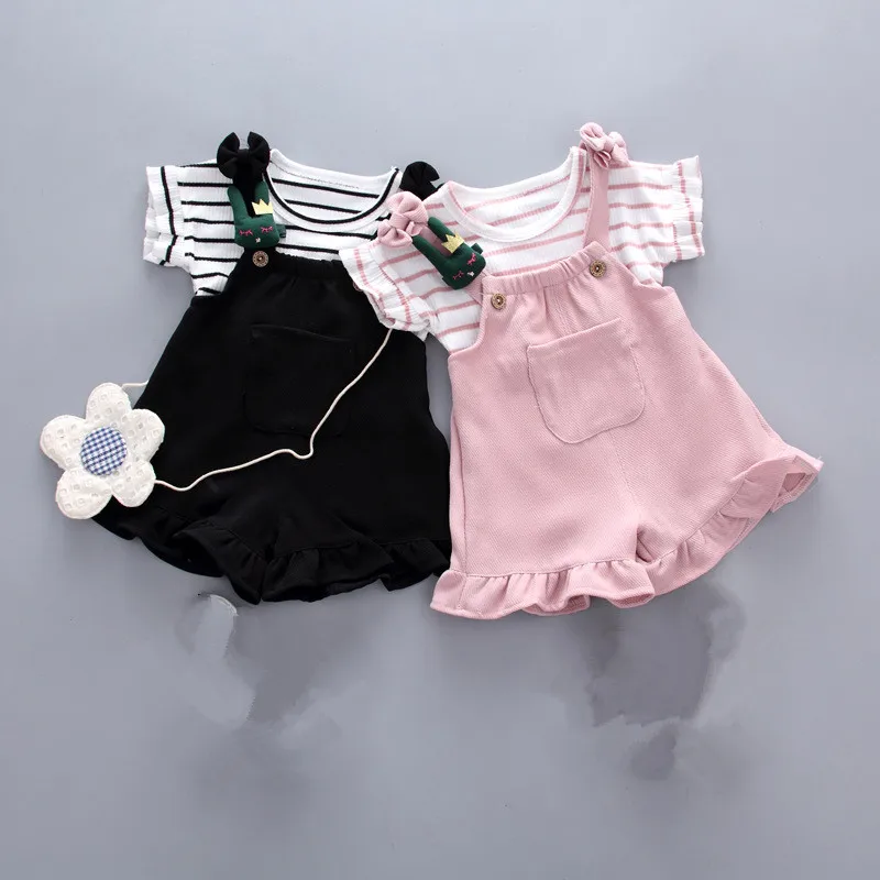 

Summer Infant Baby Girls Clothes Sets 2024 Fashion Baby Girl Stripe T-shirt + Pants 2Pcs Baby Suit Toddler Girls Clothing Set