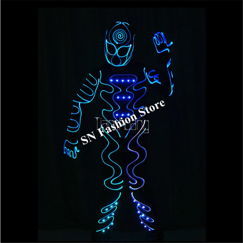 

TC-178 Programmable EL men led costumes ballroom dance light robot clothes satge dj bar wear full color RGB luminous performance