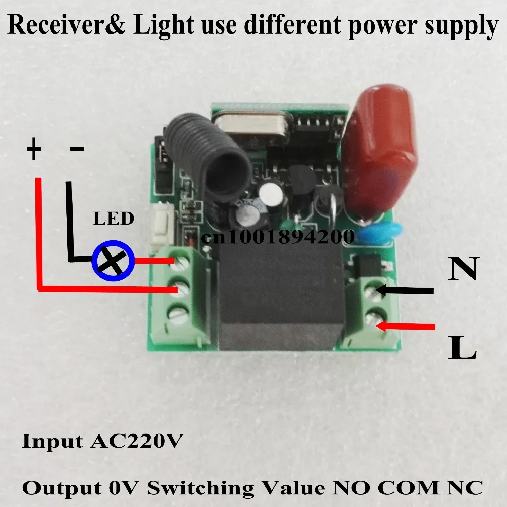 AC220V Mini Relay Receiver NO COM NC Normally Open Closed RF Switching Value Wireless Light Lamp LED Remote Switch 315/433 RXTX