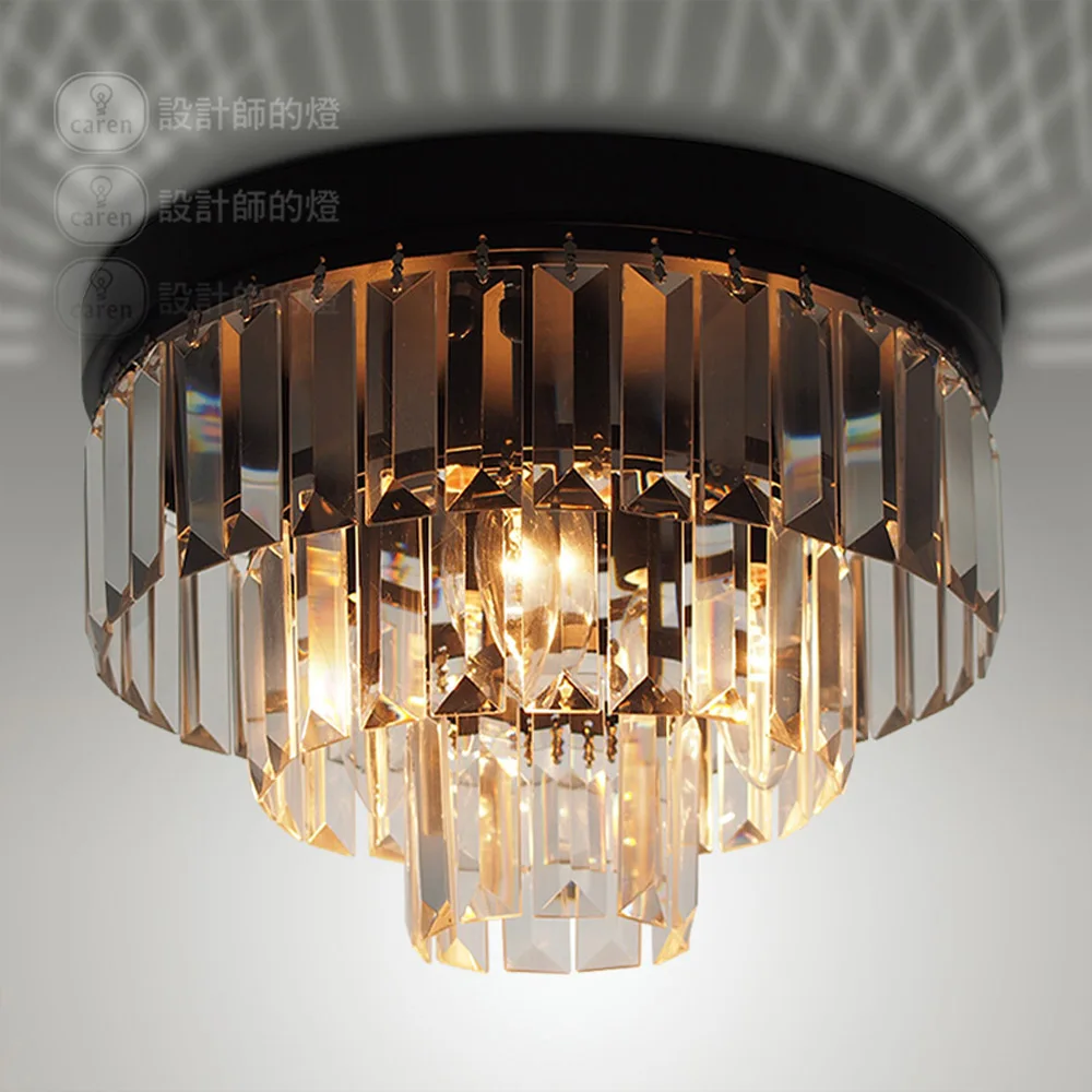 American Classical Crystal Round Living Room Ceiling Lamp Vintage European Bedroom Cake Crystal Ceiling Lighting Fixtures