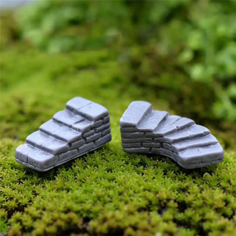 1 szt. Śliczne miniaturowe rękodzieło szare kamienne stopnie schody mikro krajobrazy Mini bajkowy ogród mech ekologiczna butelka DIY ozdoby