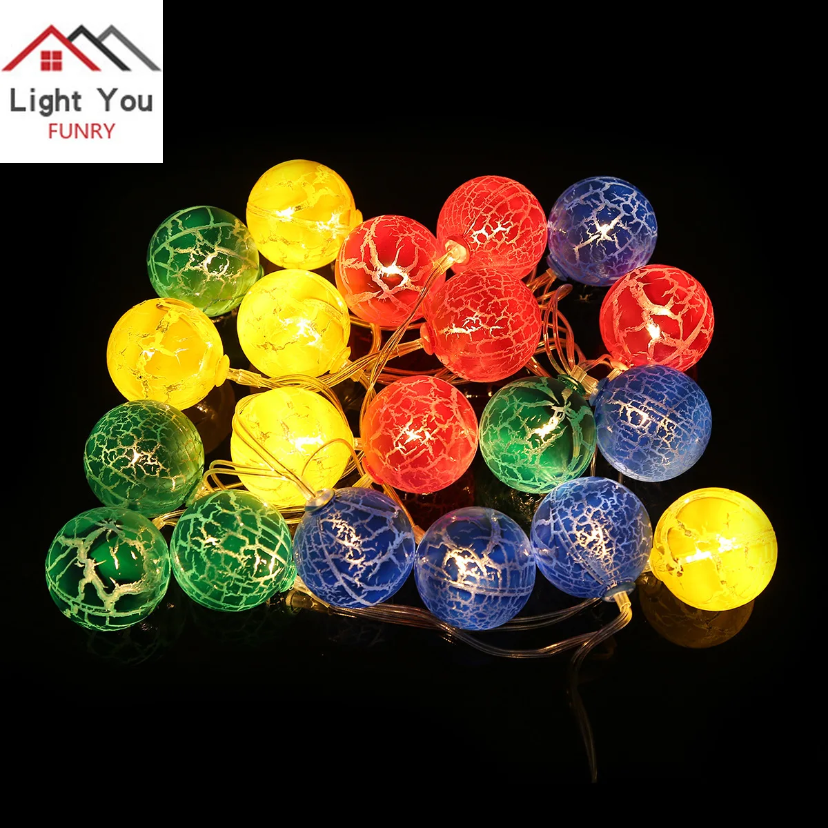 

20LED Painted Balls Cracks Decorative Light Strings Christmas Day Outdoor Light Strings