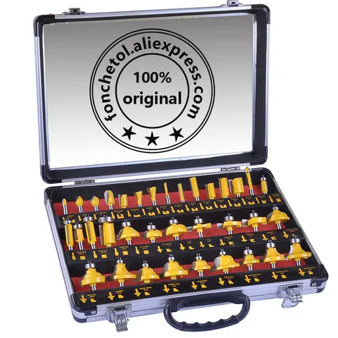 1/2 INCH-1/4 INCH-CNC solid carbide woodworking router bit,Edge trimming machine wood milling cutter,24-35-50PCS wood tool set