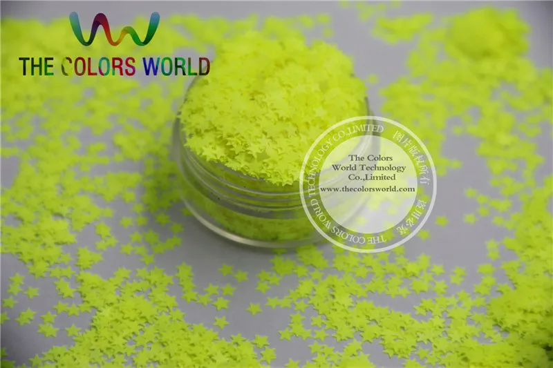 Solvent resistant Sparkles- Neon Yellow Color Stars-shaped Glitter Confetti for Nail Polish and DIY decoration 1Pack =50g