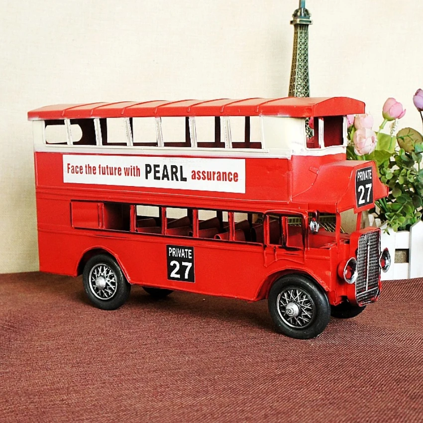 

New fashion Home/Shop decor Novelty gift Metal double layer Bus Model acoustooptical bus sightseeing bus alloy car model toy car