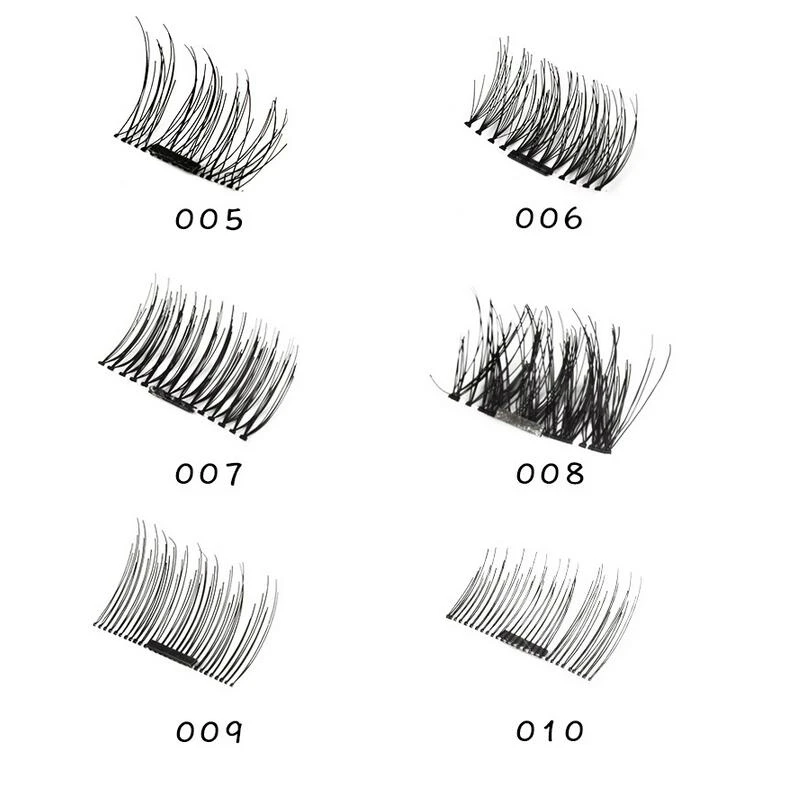 4ชิ้น/เซ็ตขนตาปลอมแม่เหล็กเดี่ยว3DขนตาปลอมธรรมชาติสำหรับMink EyelashesยาวReusableกาวแต่งหน้า