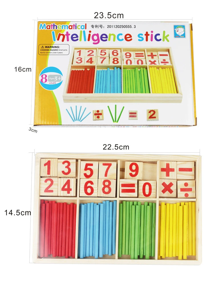 Colorful Wooden Sticks Number Math Toys Kids Game Educational Puzzle Toy for Preschool Baby Montessori Learning Teaching Set