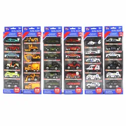 6pcs/set New boys toys gift 1:64 Mini scale models Engineering vehicles Military police plane and car miniatures Fire truck