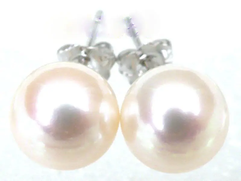 

Genuine 8.5mm AAA+++ perfect round white akoya pearl earring solid 14k gold stud