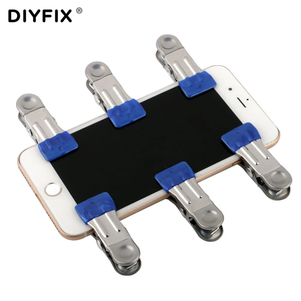 DIYFIX 10Pcs Clip Metal Fixture Mobile Phone Repair Tools Kit for iPhone iPad Tablet LCD Screen Fastening Clamp Hand Tools Set