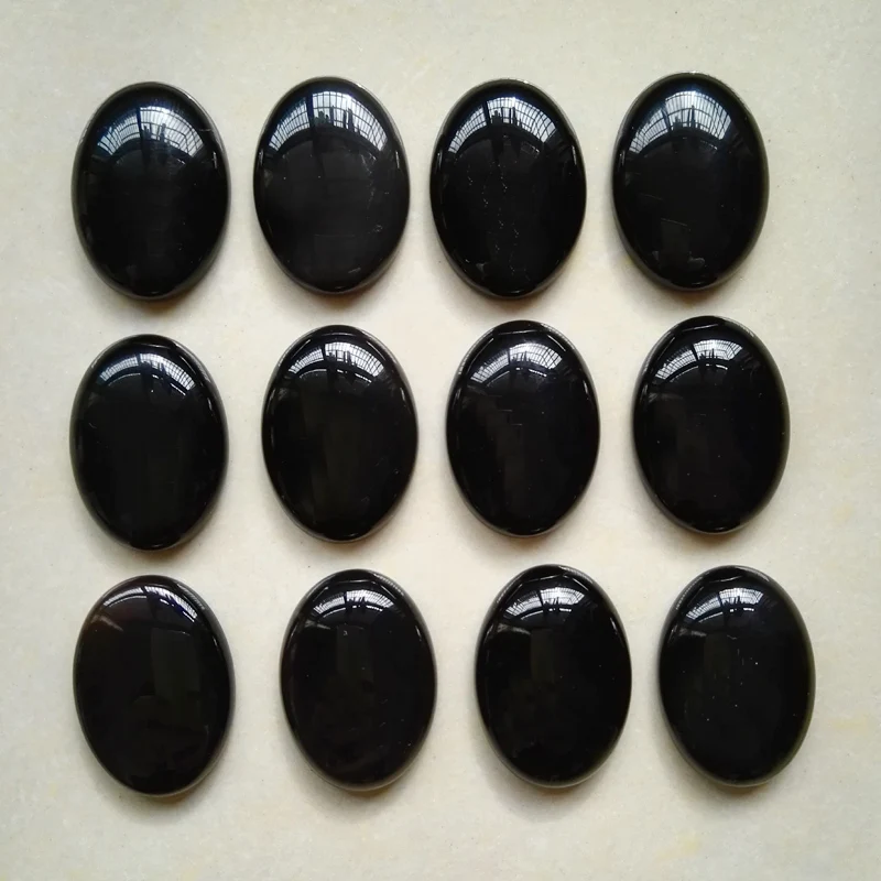 Wholesale 25mmx18mm Natural black onyx stone Oval CAB CABOCHON stone beads teardrop 12pcs/lot Free shipping