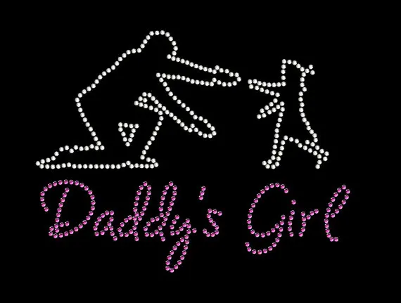 

2pc/lot Daddys Girl Rhinestone Transfer shiny applique patches sticker Hotfix iron on crystal transfers design iron on patches