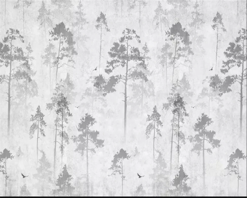 

Индивидуальные фотообои в скандинавском стиле с ручной росписью «Лес мечты» для гостиной, столовой, фона за диваном, декор для дома