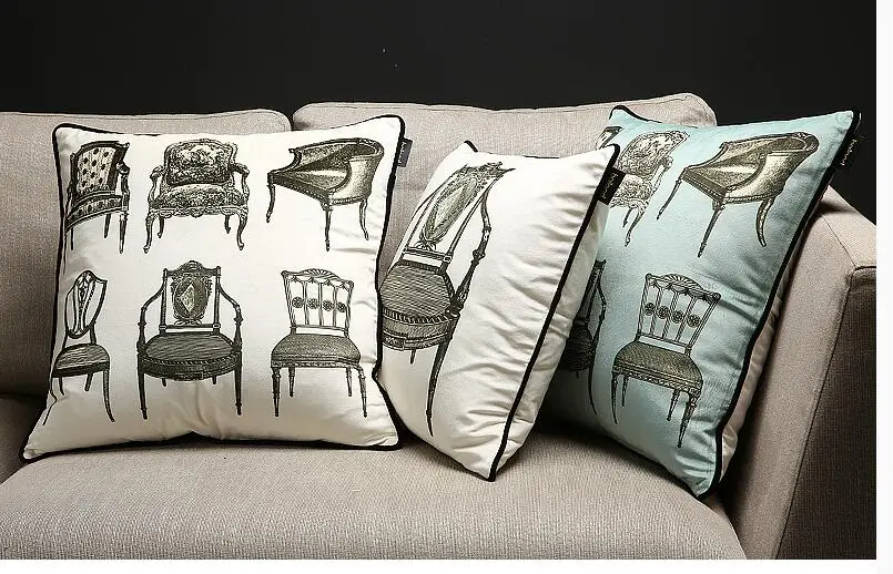 

retro chair printed velvet cushion cover sofa pillowcase square throw pillow covers home decor