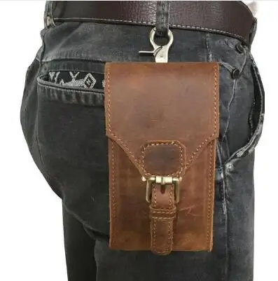 Genuine Leather Mobile Phone Cover Case Pocket Hip Belt Pack Waist Bag Father Gift for Caterpillar Cat S61 S60 S41 S31 S40 S30