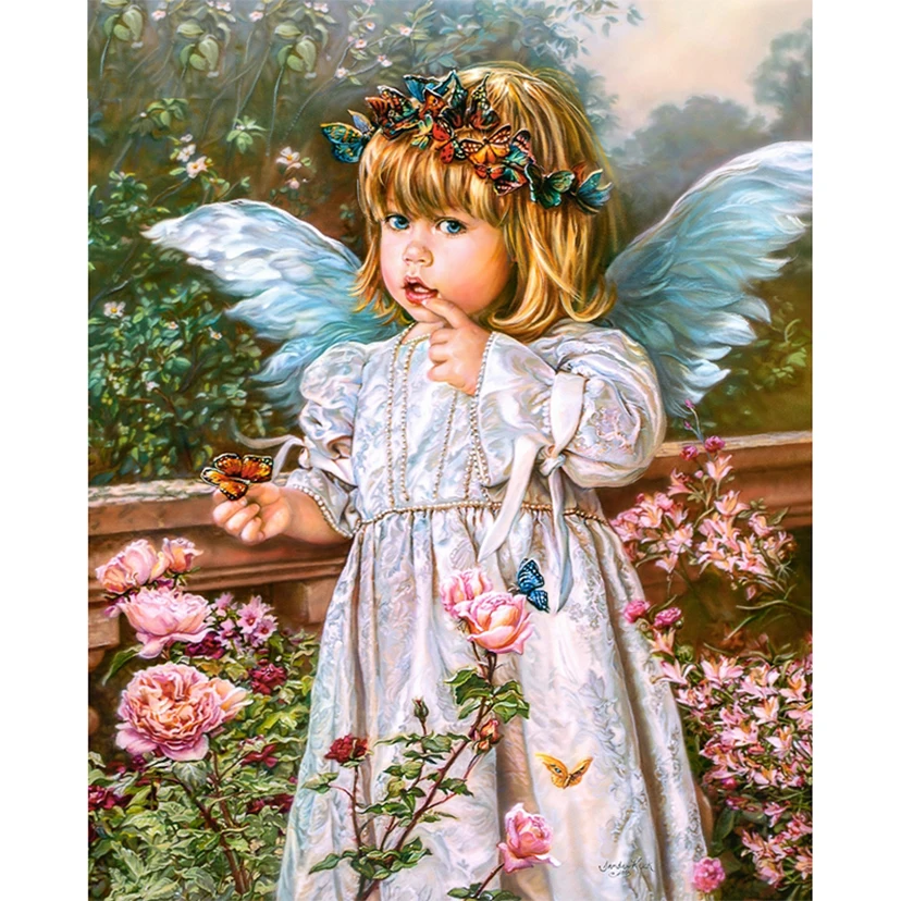 

Flower & girl angel 5D DIY Diamond Painting cross stitch diamond painting pattern circular rhinestone home decoration WG931