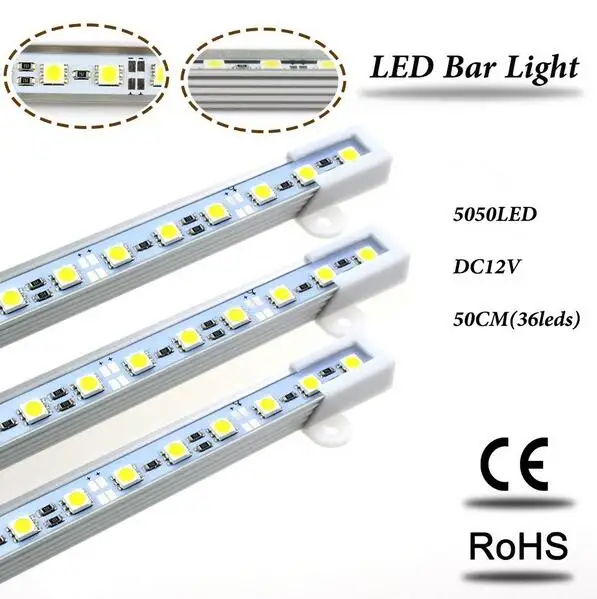 

10PCS/lot 5050 LED Bar Light Non-Waterproof 50CM 36leds 5050 LED Rigid Strip DC 12V 5050 LED Tube Hard LED Strip Free shipping