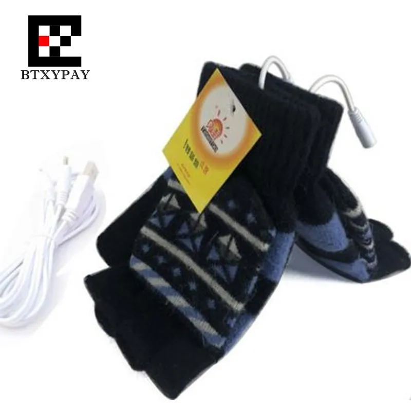 Inverno Caldo del Ragazzo e Della Ragazza USB Dual-Sided Guanti di Riscaldamento, stretch Uomini & Delle Donne di Doppio Strato A Mano Posteriore e