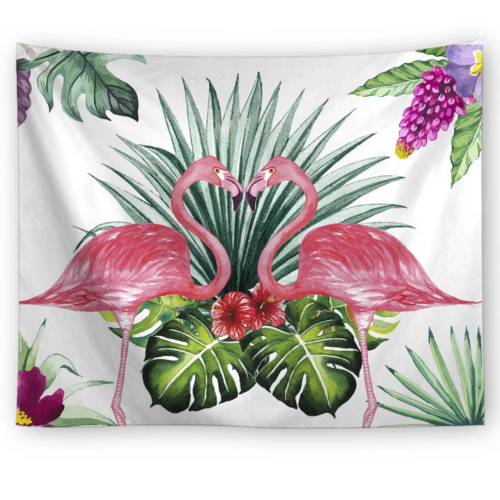 NIOBOMO Flamingos and plant Tapestry Hippie Retro Home Decor Yoga Beach Towel