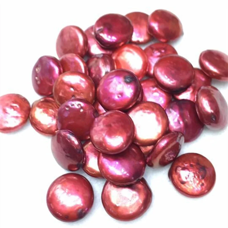 Wholesale AA 12-14mm No Hole Wine Coin Shaped Loose Freshwater Pearl,Sold by Lot,10 Pcs Per Lot