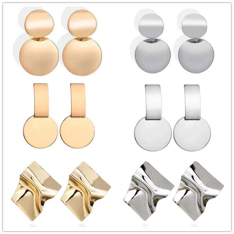 Fashion Statement Earrings 2024 Big Geometric Round Earrings For Women Hanging Dangle Earrings Drop Earing Modern Female Jewelry