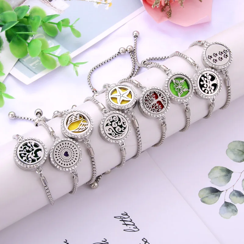 New Bracelets bangle Aroma Diffuser Perfume Essential Oil Aromatherapy Lockets jewelry Fashion Crystal bracelet Adjustable