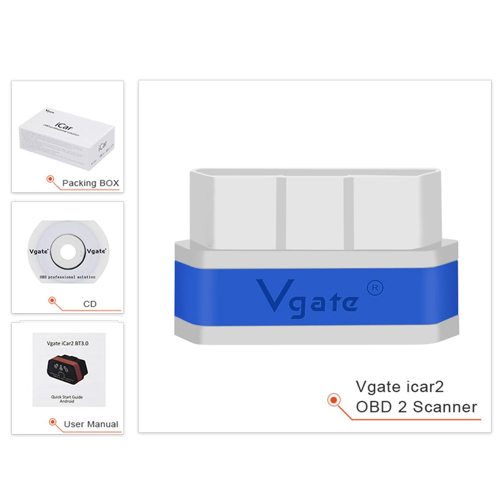 Vgate iCar2 elm 327 wireless Code Reader wifi Auto Diagnostics Tools obd2 Auto scanner ELM327 V2.1 wifi OBD 2 interface adapter