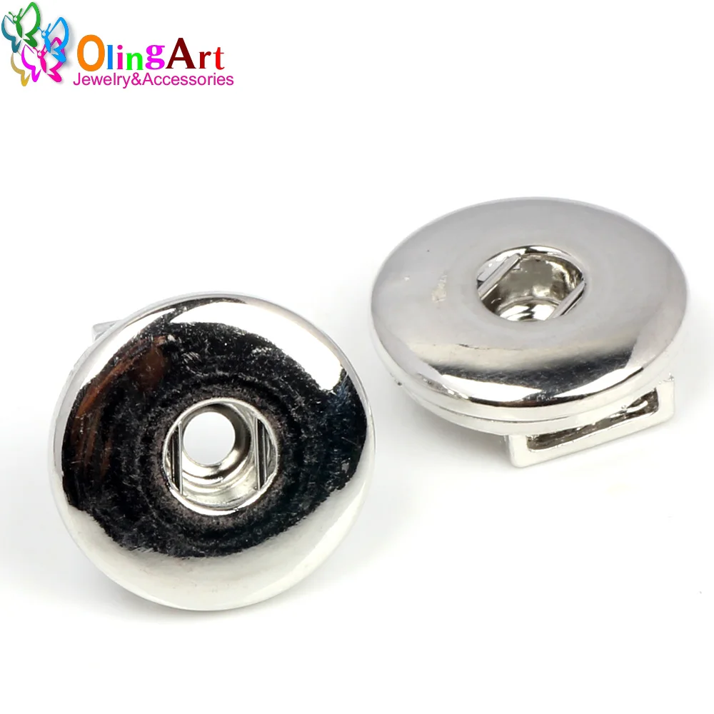 OlingArt 8pcs 18mm silver plated Round Snap Button buckle Charms jewelry findings DIY Bracelet Making NEW