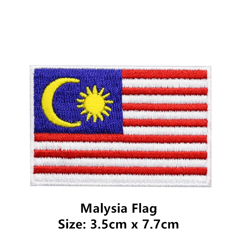 

1 PCS High Quality Small Iron On Malysia Flag Patch Patriotic Military Sticker with Glue for Backpack Coat DIY