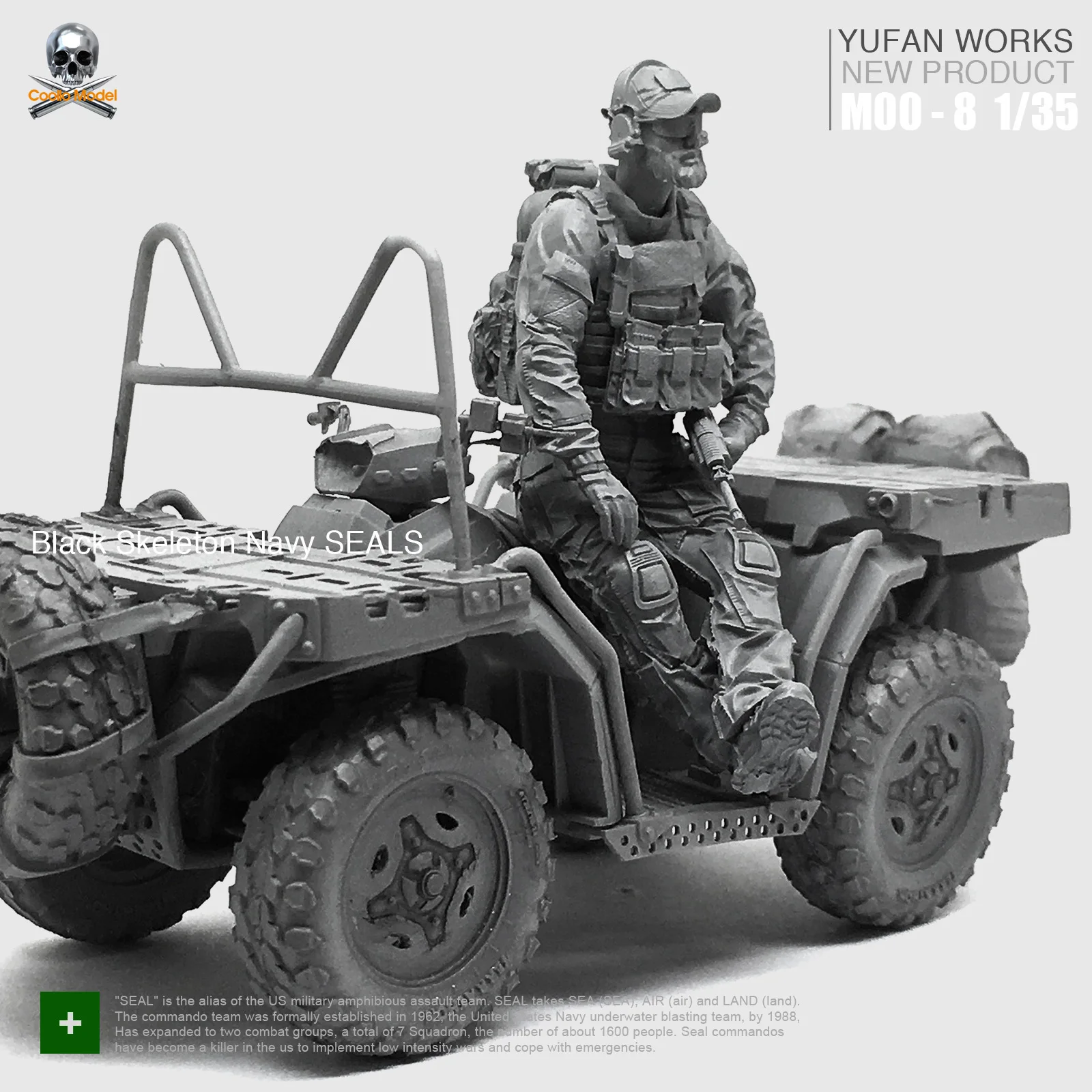 Yufan Model 1/35 Resin Figure Soldier + Terrain Vehicle US Navy Seal Commando Model Kit MOO-08