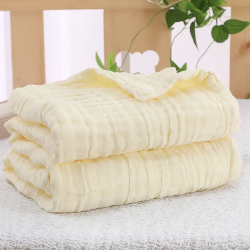 Seartist New Borns Muslin Blanket Infant 100% Cotton 6 Layers Gauze Bath Towel Baby Solid Color Swaddle Blankets Hold Wraps 45