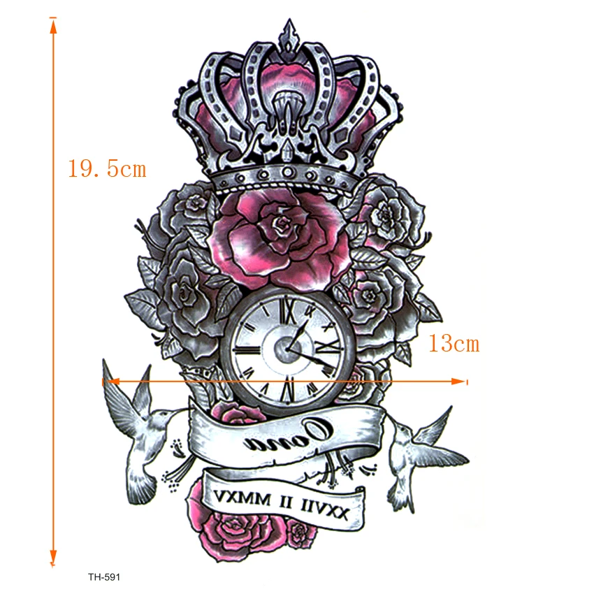 The King Of Rose Waterproof Temporary Tattoos Men Fake Tattoo Bird Body Tatoo Sleeve Art Tattoo Tatuajes henna Tattoo Stickers