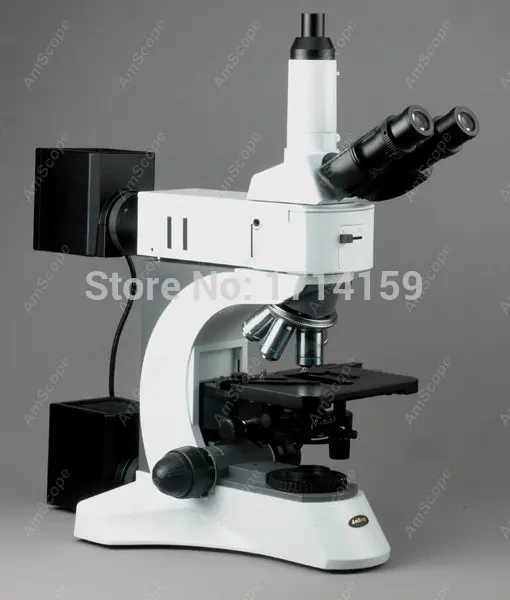 Microscopio composto trinoculare metallurgico Darkfield correttivato Infinity AmScope 50X-2500X+ Polarizzazione
