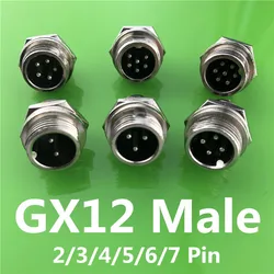 1pc GX12 2/3/4/5/6/7 Pin Male 12mm L116-121 Wire Circular Panel Connector Aviation Socket Plug with Plastic Cap Lid