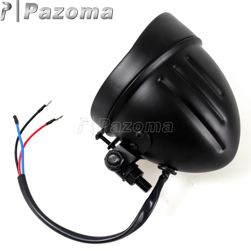 PAZOMA Motorcycle 4.5' Black Headlight Headlamp For Cruiser Chopper Cafe Racer Bobber Custom Hi/Low Beam Vintage Head Lamp Light