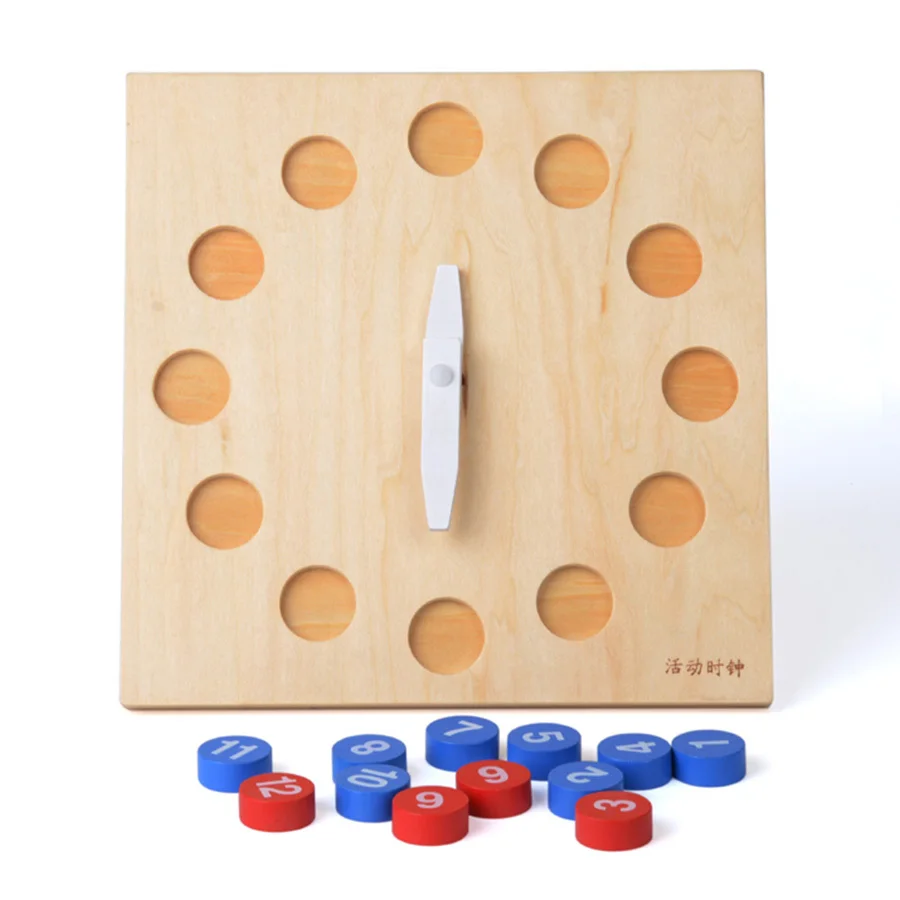 Horloge Montessori en bois avec mains mobiles pour bébé, jouet classique, éducation de l'enfance, formation préscolaire, jouets pour enfants