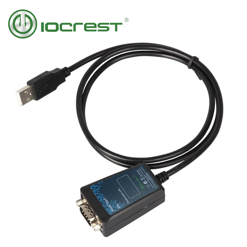 IOCREST 1M USB 2.0 to RS-232 Male (9-Pin) DB9 Serial Cable with FTDI Chipset Support Win10