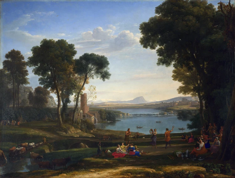 landscape canvas prints pastoral Imagich Top 100 prints Landscape with the Marriage of Isaac and Rebecca 1648  By Claude Lorrain